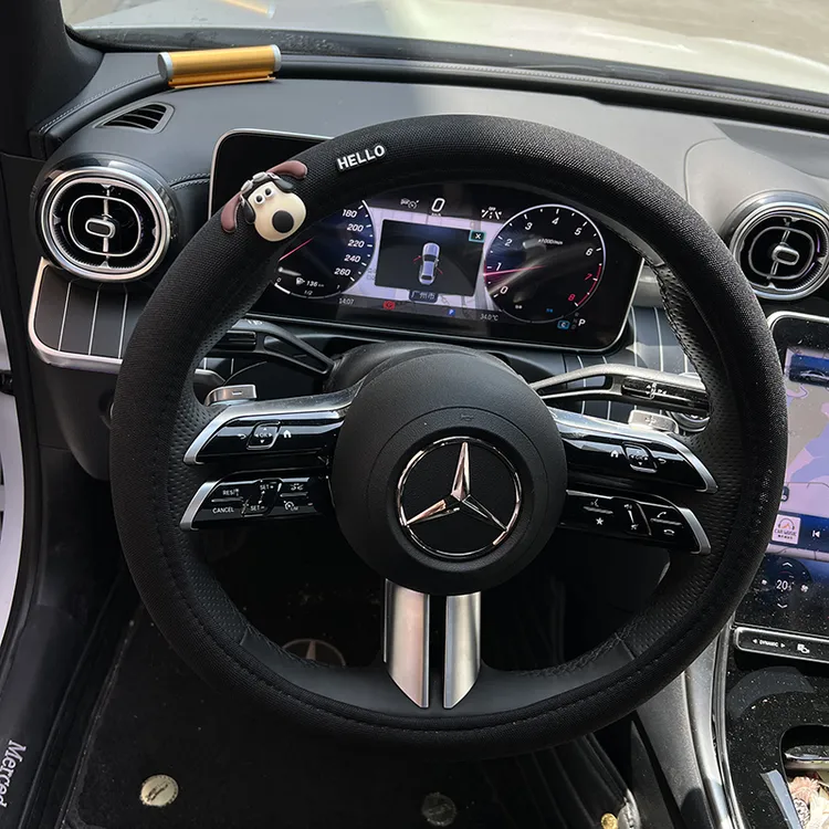 汽车方向盘套卡通网红四季通用掌门狗冬季毛绒车把套防滑吸汗把套