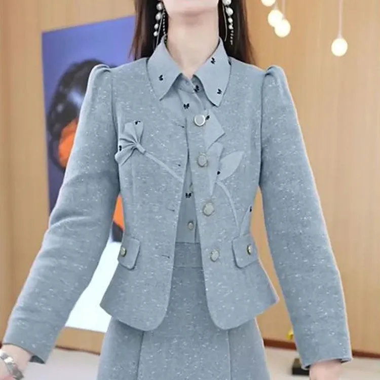 时尚休闲套装裙女2025年秋季新款小香风外套长袖连衣裙两件套