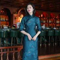 气质端庄优雅旗袍秋季新款复古中国风日常改良长款24307