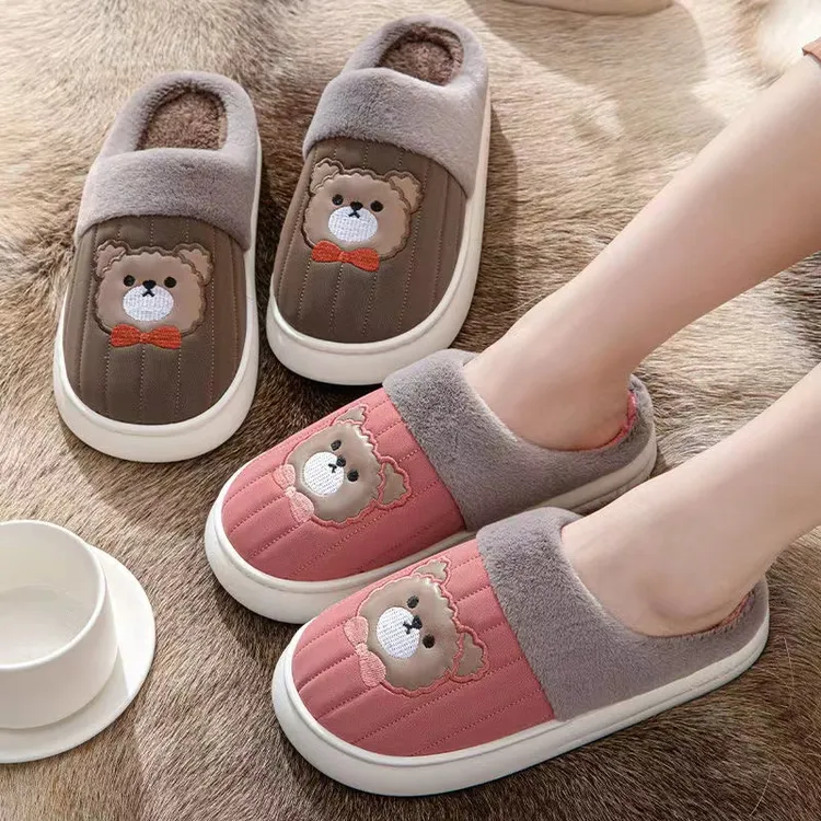 防水防滑加厚棉拖鞋新款静音软底加绒保暖冬季居家高档冬季棉拖鞋