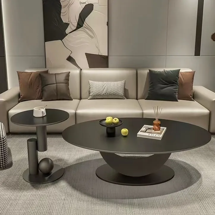 设计师极简岩板茶几桌子椭圆形家用异形个性异形小户型客厅高级感