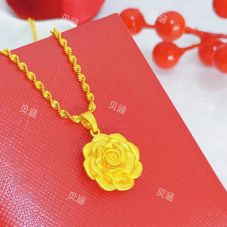 铜合金项链 新款牡丹花复古女款项链百搭民族风新2024秋冬毛衣链 