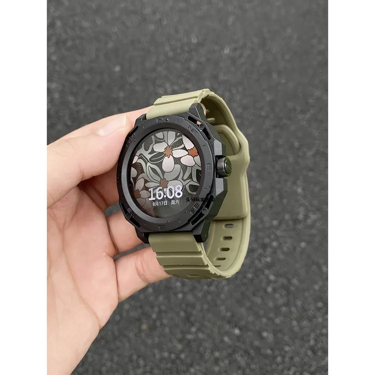 轮胎纹硅胶适用于华为手表GT Cyber表带夏天男款gt4运动腕带