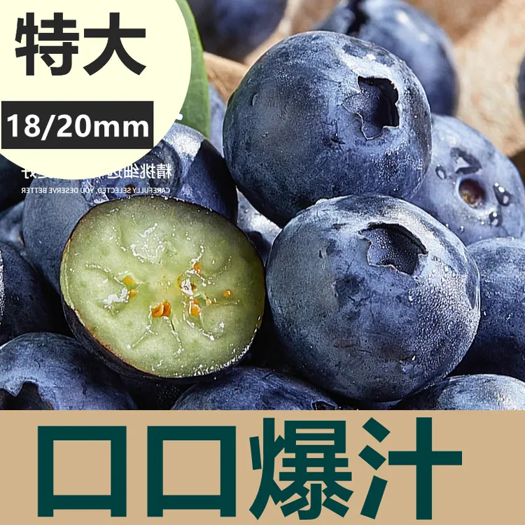 【蓝莓特大果】果径18/20mm125克/盒  净重2.5斤  头茬蓝莓新鲜当季