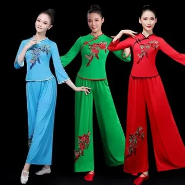 新款广场舞服装女春夏新款民族舞蹈演出服中老年秧歌服套装舞衣服