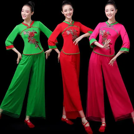 2023新款广场舞服装民族舞蹈服装扇子舞衣服中老年跳舞演出衣服女
