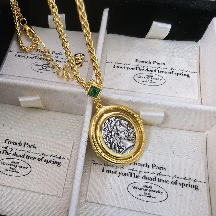 铜合金项链 希腊宙斯古币金色项链女款活扣小众轻奢百搭ins毛衣链