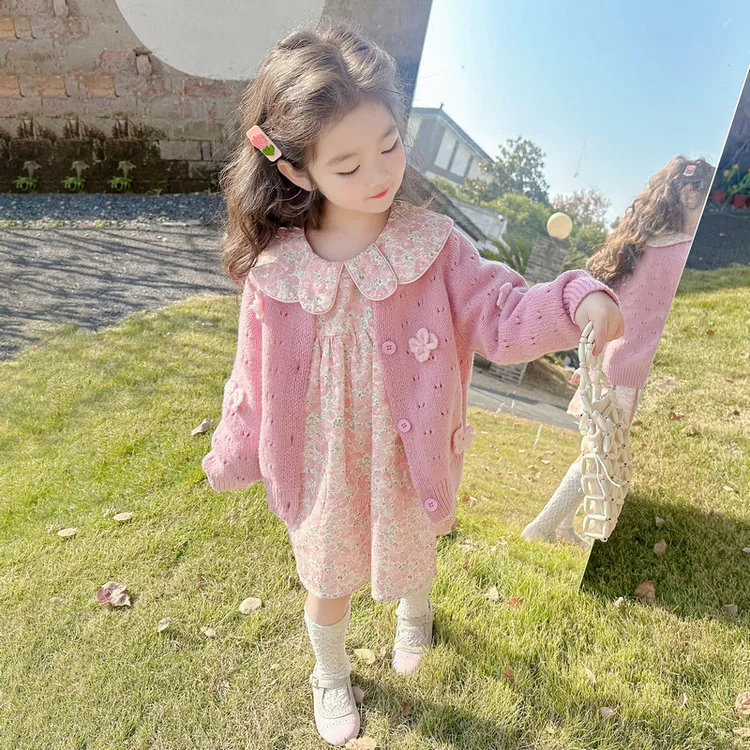 女童春季碎花裙子套装春秋款2026新款儿童洋气女孩宝宝春装连衣裙