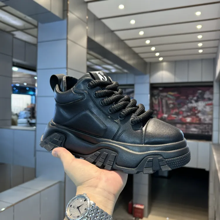 男鞋厚底皮面单棉同款男士百搭舒适时尚休闲潮鞋【皮鞋码】BJD857-1