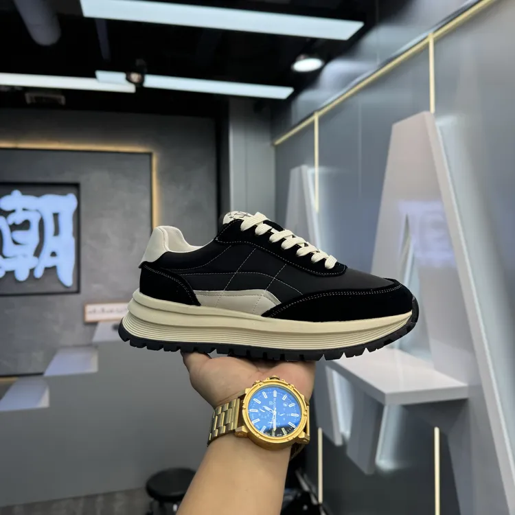 DL【皮鞋码】秋季上新皮网拼接舒适系带拼色男款休闲鞋