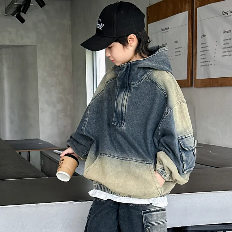 【2025秋款上新】男童牛仔外套儿童韩版洋气宽松套头上衣中大童春装