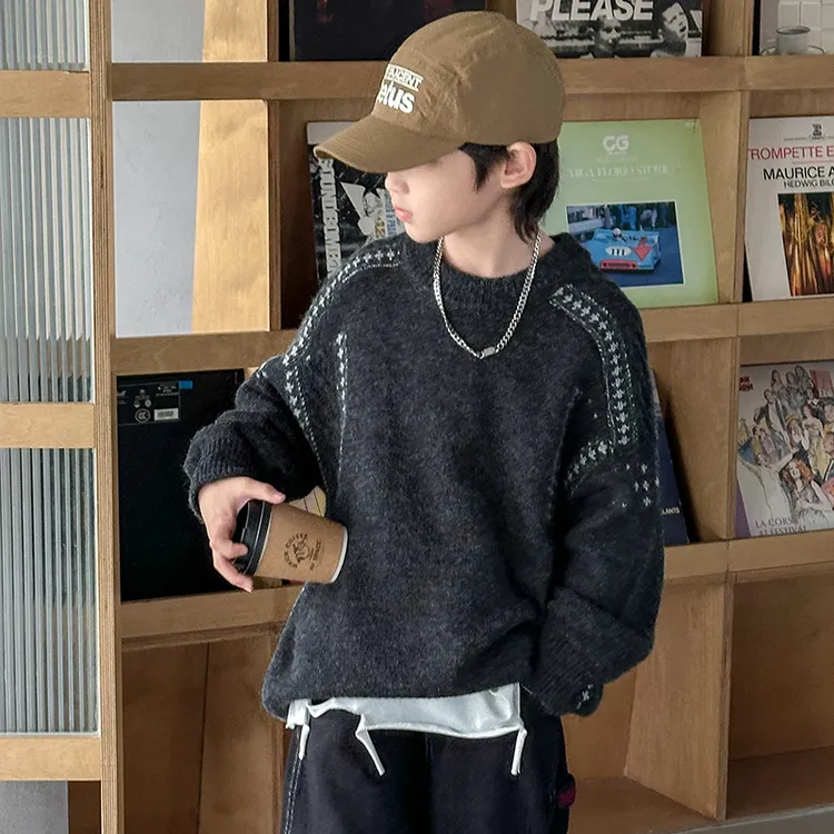 【2025秋冬款上新】男童毛衣儿童宽松秋冬季针织毛线衣中大童童装潮