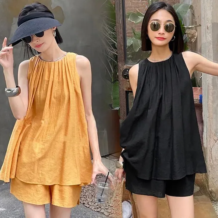 孕妇装夏装新款无袖时尚薄款短裤韩版潮款套装网红2024夏季两件套