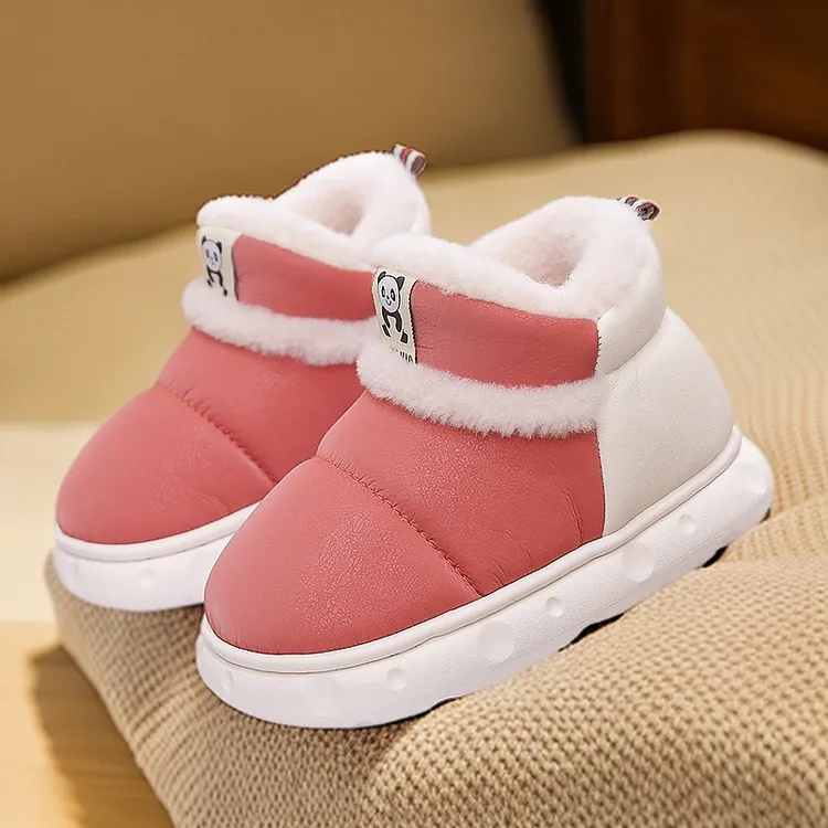 儿童冬季棉拖鞋加绒厚底防水毛毛鞋男童女童外穿小孩宝宝家居棉鞋