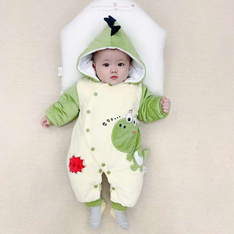新生婴儿衣服秋冬季装连体衣宝宝加厚哈衣棉衣外出服套装外套抱衣