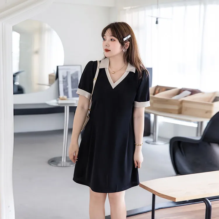 2025年夏季新款大码女装连衣裙V领显瘦收腰气质遮肚A字胖MM款式裙