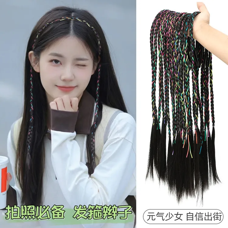 发带头箍网红彩绳脏辫编发造型麻花辫隐形无痕发箍发饰民族风头饰