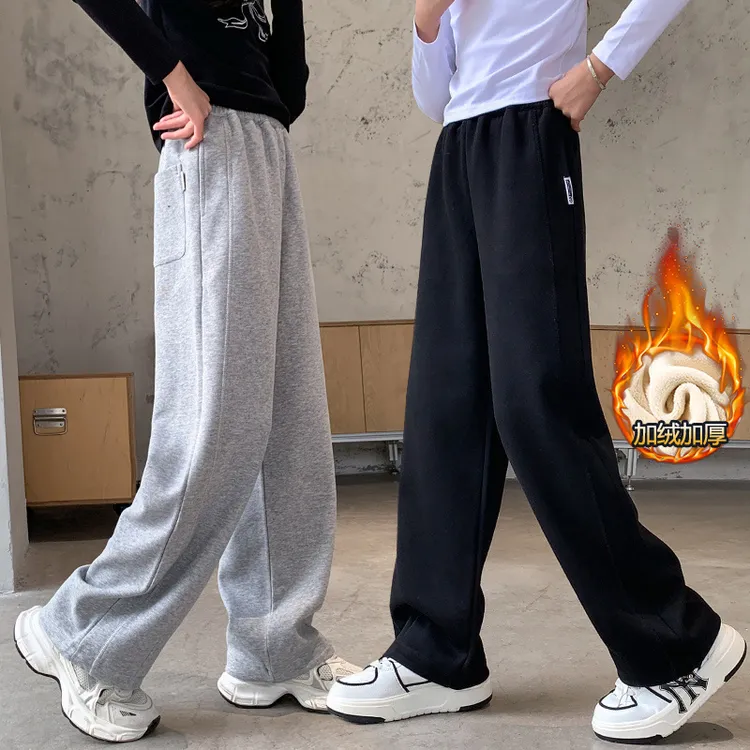 【加绒加厚】女童裤子秋冬儿童舒适保暖长裤中大童休闲阔腿裤【现货】