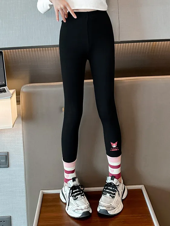 新款大童儿童秋冬款加绒打底裤女童外穿舒适弹力裤子紧身束脚螺纹