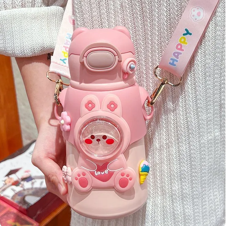 2024新款儿童保温杯316不锈钢吸管杯可爱学生上学专用保温杯儿童