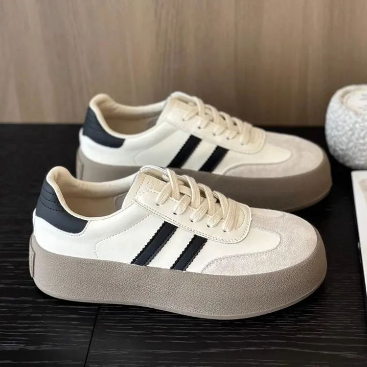 爆款德训鞋女鞋2024新款夏秋季厚底小白鞋复古阿甘鞋休闲运动板鞋