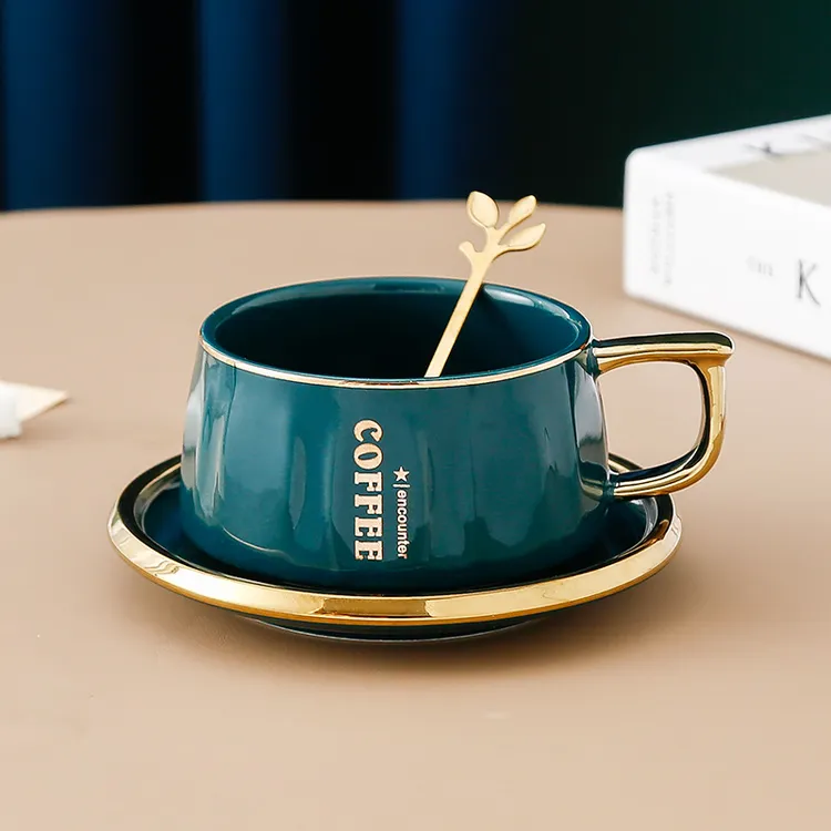 高档网红咖啡杯碟轻奢精致金边杯碟套装家用欧式下午茶咖啡杯