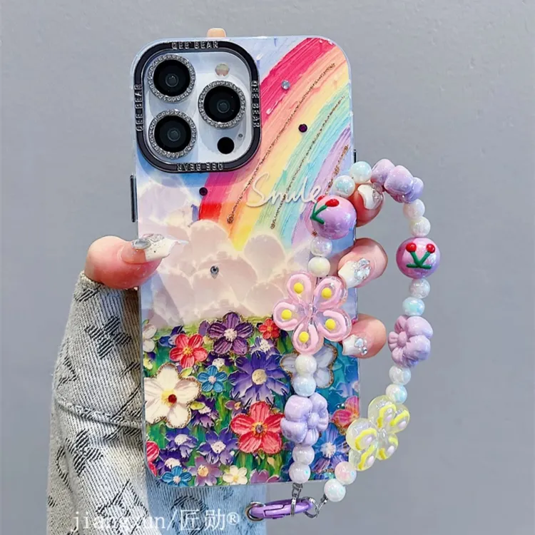 油画彩虹花海ins风iphone14手机壳15promax苹果13pro新款12防摔11