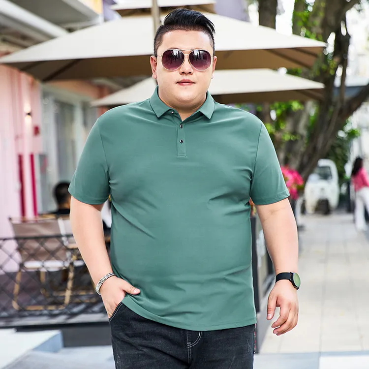 加大加肥胖子大码宽松夏季男装翻领加大码休闲纯色薄款中年polo衫