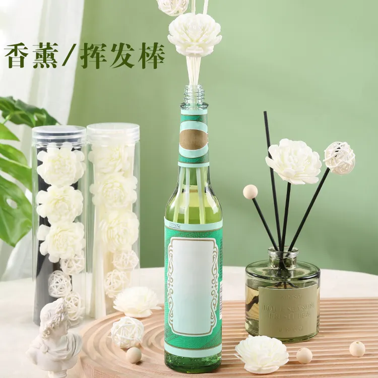 夏日花露水清香扩香棒香水挥发棒可裁剪纤维棒藤球干花朵小圆木珠