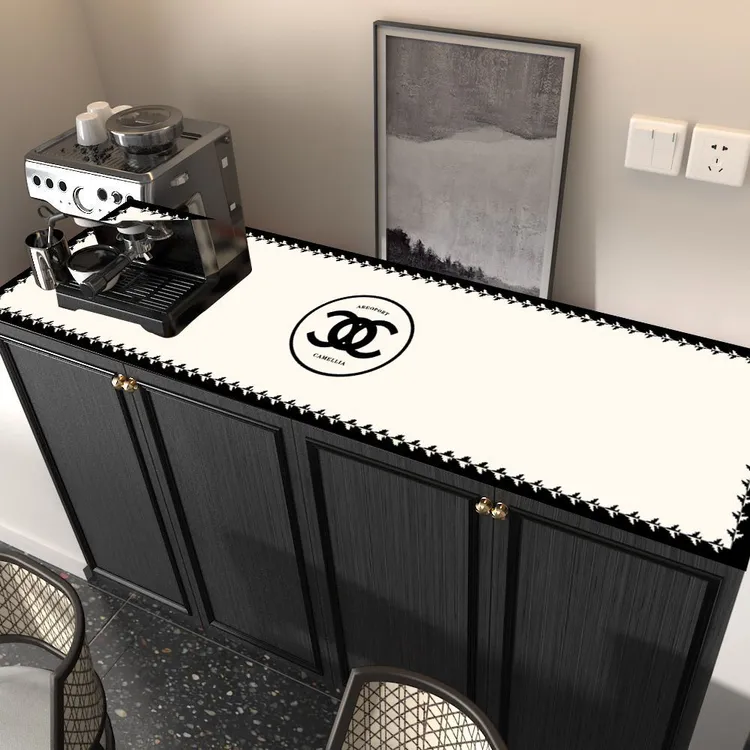 轻奢简约皮革鞋柜垫玄关台面垫长条桌布防滑防烫防水黑白格柜垫