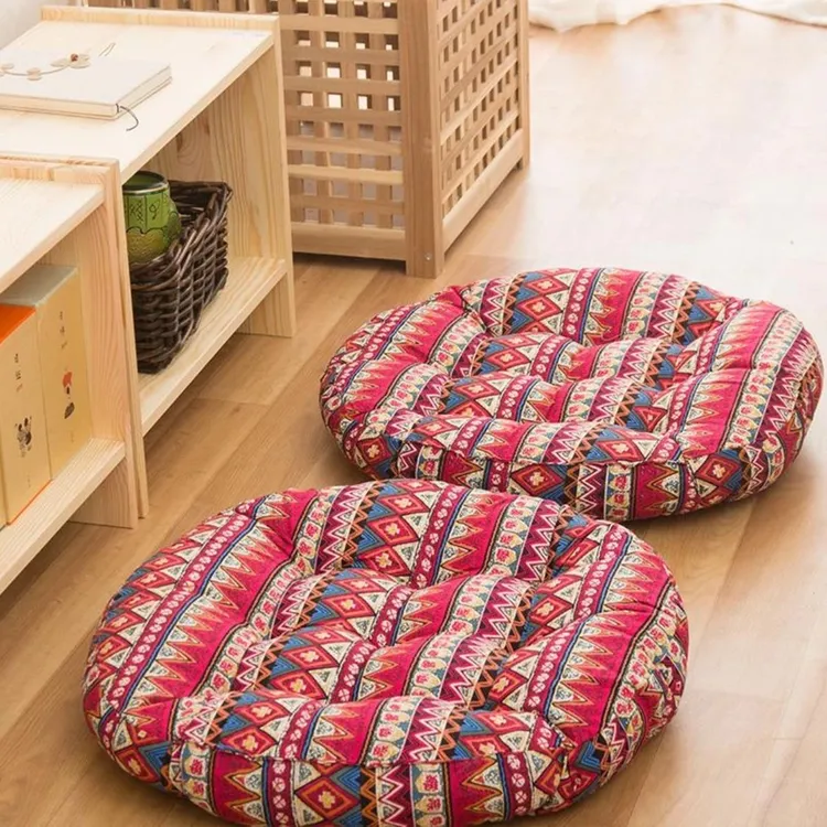 棉麻加厚圆形椅子坐垫学生加厚垫子屁垫椅垫可爱家用榻榻米地垫