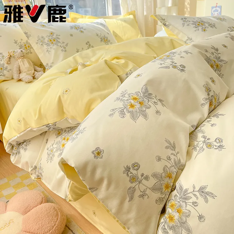 V/雅鹿ins风纯棉被套单件全棉单人被罩150x200x230宿舍内胆套被单