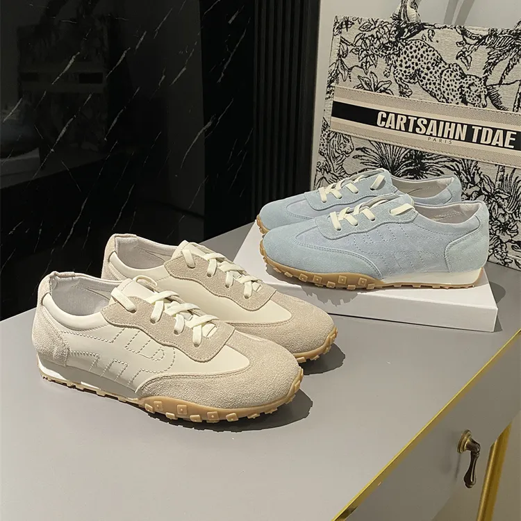 欧洲站德训鞋2024春季新款小众复古真皮拼接阿甘鞋休闲运动休闲鞋