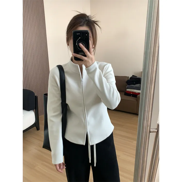 JMHH【白月光】自发热双头拉链立领卫衣女秋冬显瘦可内搭开衫外套