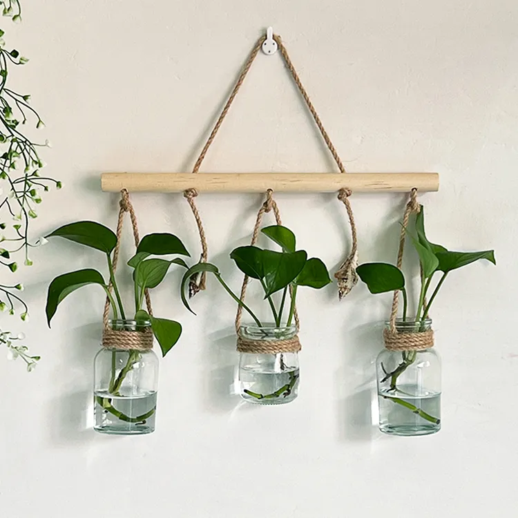 北欧ins风创麻绳海螺玻璃瓶水培花瓶装饰小清新网红客厅布置用品