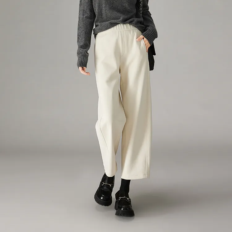 索菲丝尔【云朵奶奶裤】加厚保暖2025冬季休闲裤子毛呢直筒裤441016