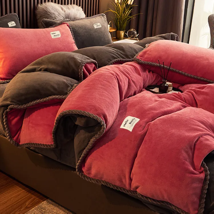 入冬四件套单件被套牛奶绒双面加绒床单轻奢高级感加厚床上三件套