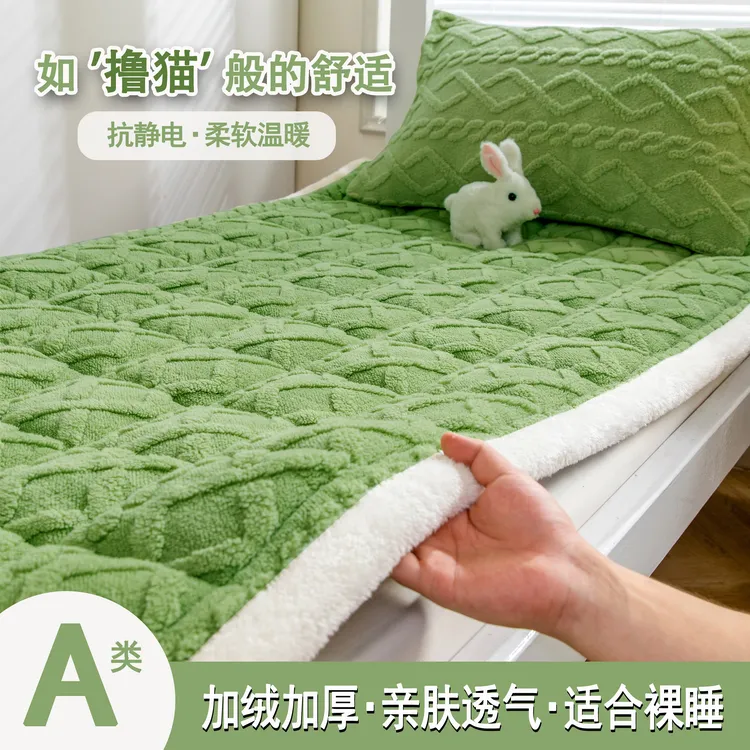 秋冬牛奶绒床单单件加厚透气毛毯床垫学生宿舍柔软羊羔绒枕套被单