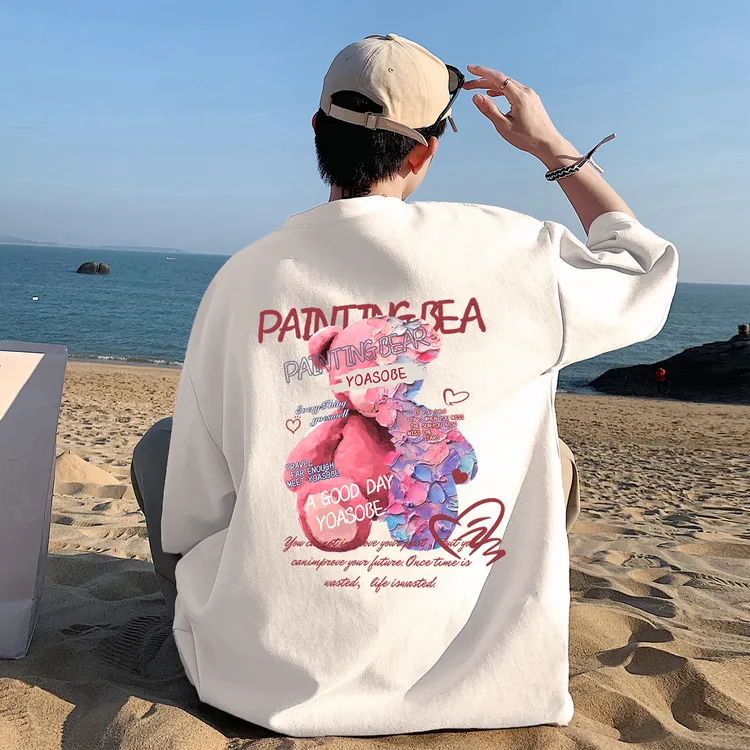 潮牌夏季宽松小众情侣装t恤男潮短袖潮牌潮流国潮街头大码半袖