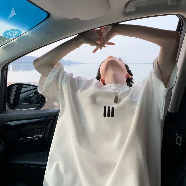 美式重磅复古短袖t恤男夏季2024新款高街青少年宽松学生半袖打底