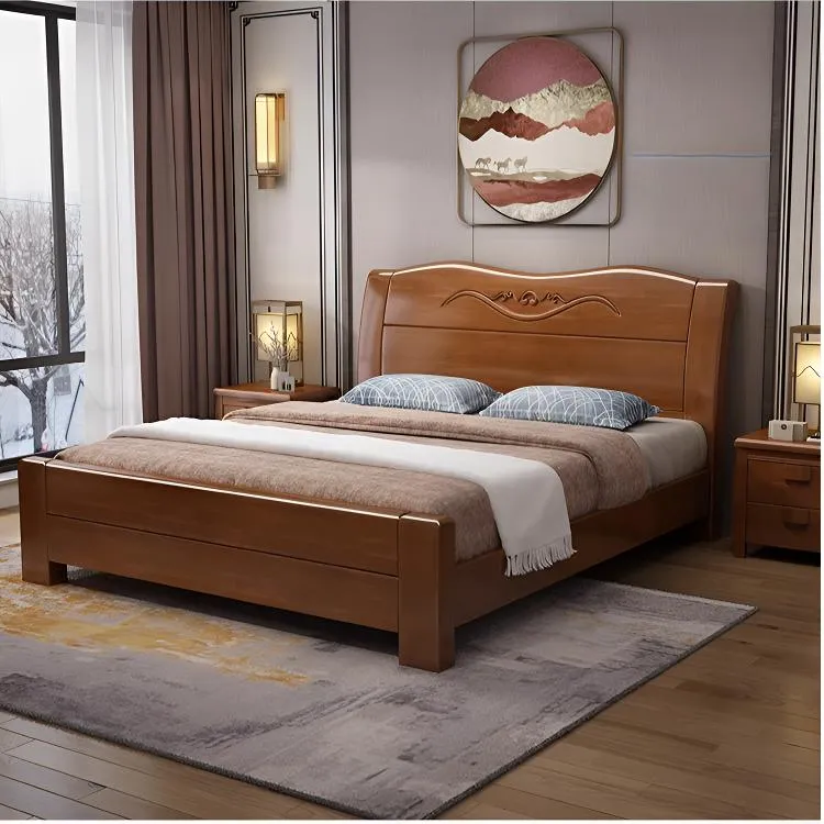 【五折开价】中式全实木床榫卯结构一米八高箱储物出租房简约双人床