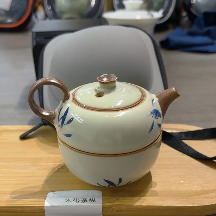 旅行茶具套装黄汝一壶一杯蓝花 A16