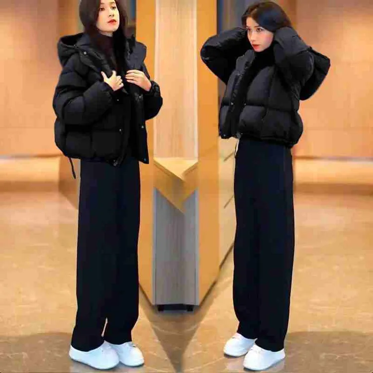 2025一整套入冬穿搭小个子时尚短款棉服外套百搭保暖加绒休闲裤子