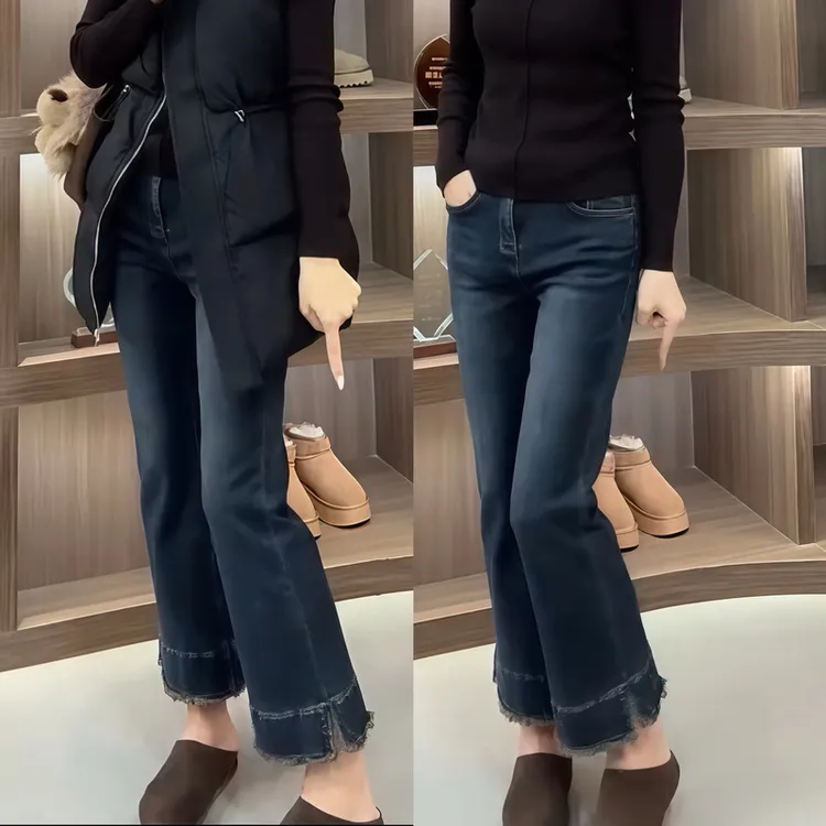 梨形显瘦大码洋气九分微喇牛仔裤子女士2025年春秋季新款时尚穿搭