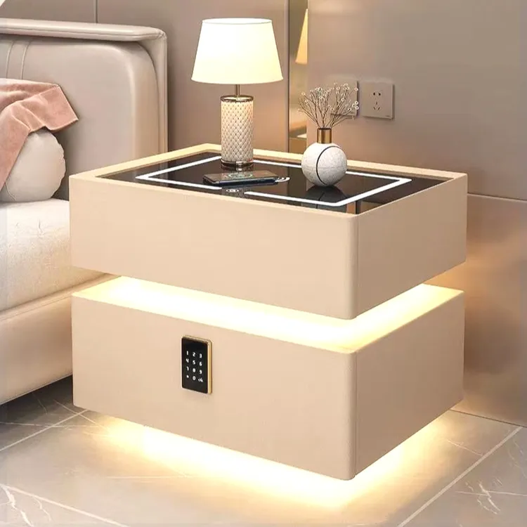 智能家用网红床头柜卧室爆款带感应灯现代新款2025高档新款床头柜