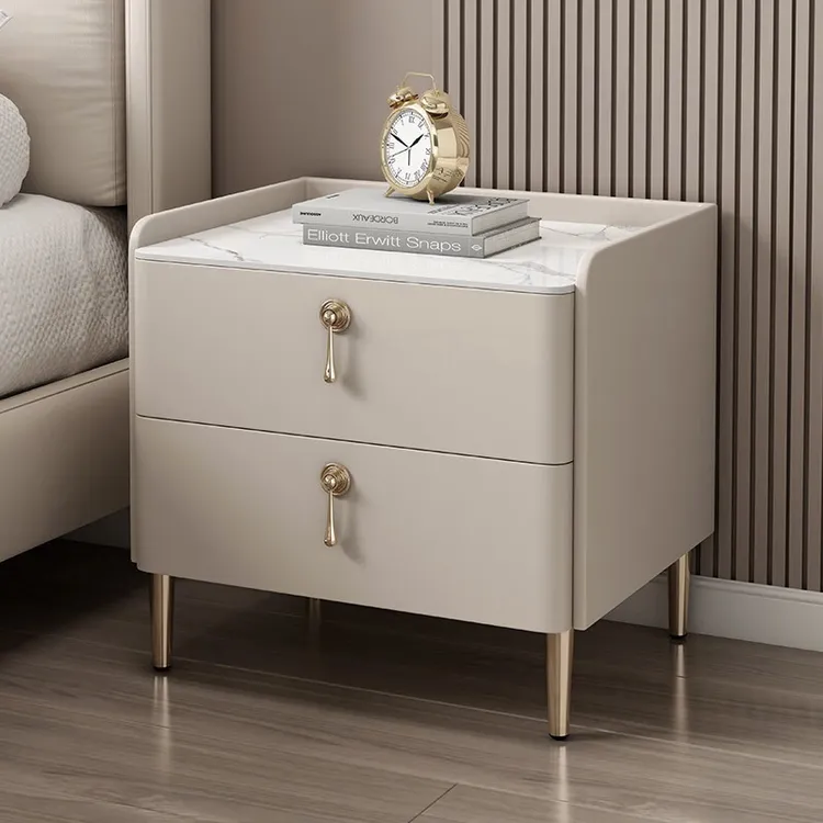 新款床头柜简约现代家用大气高档收纳储物柜轻奢岩板床边收纳柜