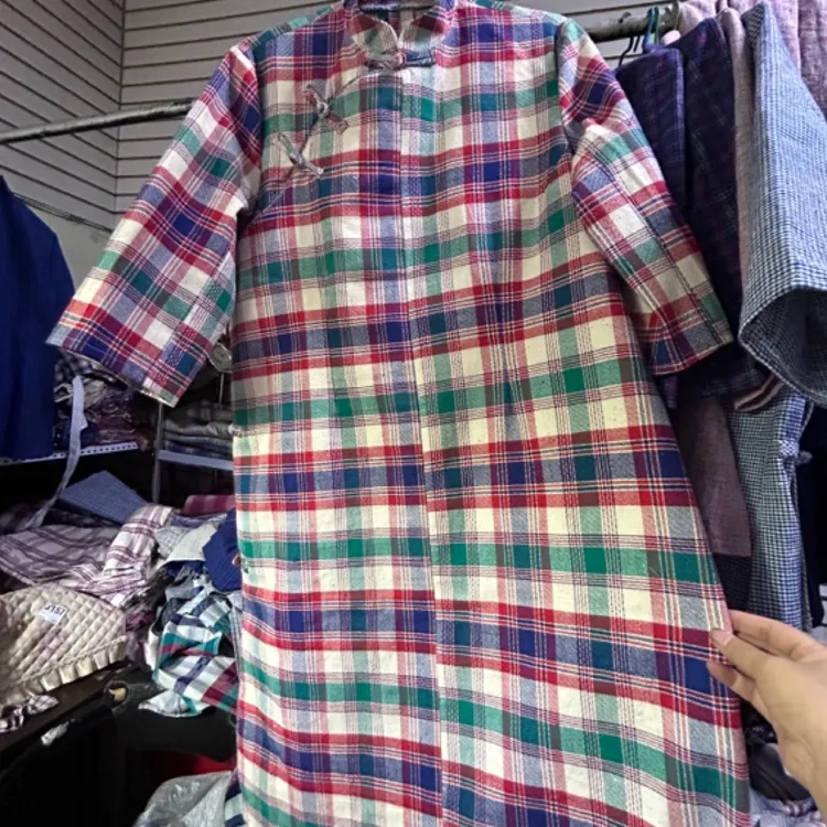 漂亮的土布中袖改良旗袍100-150斤