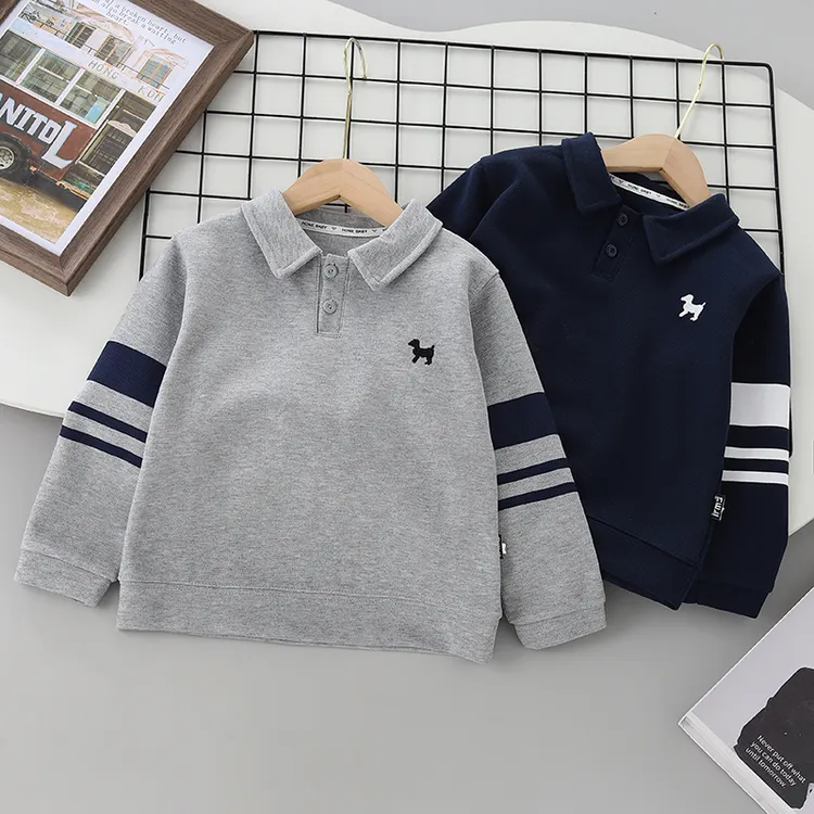 男童polo领卫衣春秋款2025年新款中大童长袖翻领上衣打底洋气