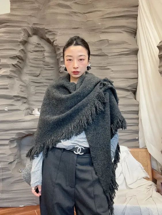 （男宠）极简超大披肩自留款实用主义搭配必备灰色针织
