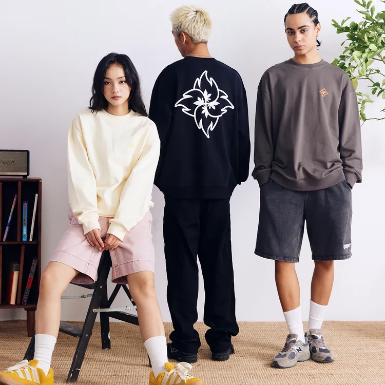 BURNIN*火苗飞镖无帽卫衣长袖户外休闲情侣宽松圆领套头百搭印花